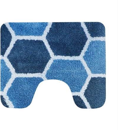 Dutch House Toiletmat Rennes - WC Mat 60x50cm - Blauw - Antislip - Toiletmat met uitsparing - Badkamer Mat - WC Mat - Snel Absorberend - Snel Drogende Toiletmat