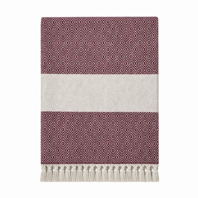 Hamamdoek, Strandlaken, 100x180 cm, 100% Katoen, 450 gr, Zacht en Sneldrogend, Sauna, Spa, Strand, Yoga, Luxe Hamamdoek, Diamond Design, Bordeaux, Duurzaam, De Linde Home