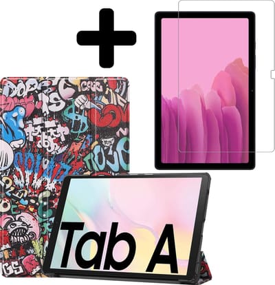 Hoes - Geschikt voor Samsung Galaxy Tab A7 (2020) - Met Screenprotector - Trifold Bookcase - Hard Cover - Hardcover Book Case - Tablet Hoesje - Graffity