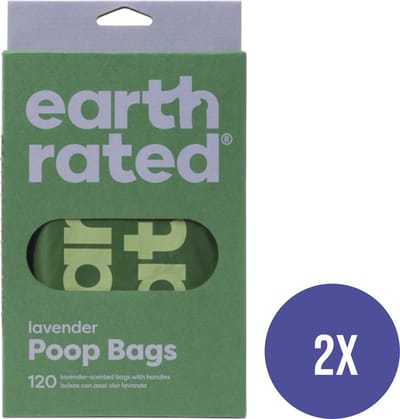 Combideal - Earth Rated Poepzakjes Met Handvat Lavendel - 2x 120 Stuks