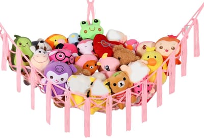 Livano Knuffel Net - Hangmat - Speelgoed - Opbergsysteem - Hangmat Voor Knuffels - Organizer - Roze