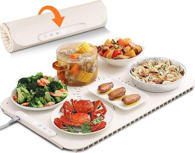 Elektrische Warmhoudplaat - Draagbare Voedselwarmer - Buffet Warm Houden - Instelbare Temperatuur - 60-100 Graden - Zwart