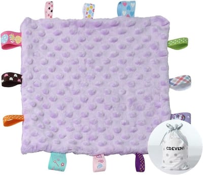 Zachte Sensory Dekentjes voor Baby's, Ideaal als Comforter en Kraamcadeau, 10"X10" Paars