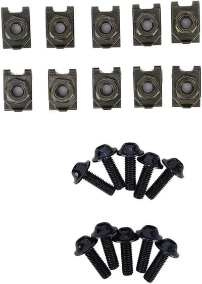 Motorcycle Fairing Body Kit Bevestigingsschroeven, 5 * 16MM Snelheidsclips en Moeren voor Motorbehuizing (Zwart)