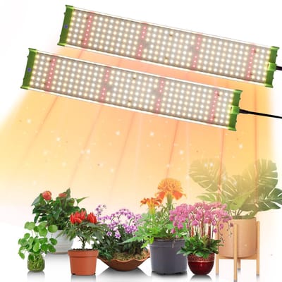 MUPOO Langwerpige 452 LEDs groeilamp 150W Verstelbaar Ophangsysteem Set van 2 - Samsung LM281B - kweeklamp led full spectrum & Dimbaar -Energiezuinig -Stil Design voor Stellingen & Kasten