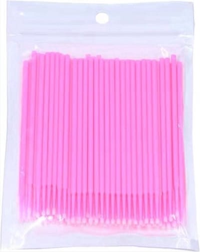 ***Microbrushes Roze - 100 stuks | Voor nauwkeurige individuele lash verwijdering en wimperverlenging | Met handige micro borstel en wattenstaafje van Heble® ***