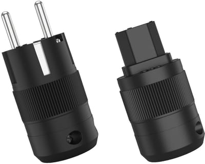 Set van 2 High-End Geaarde en Koudapparaatstekkers met Rhodium Plating voor Audio