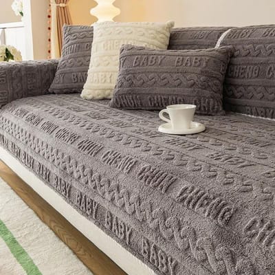 Housse de canapé chaude en peluche universelle, moderne, couleur unie, serviette de canapé pour salon, coussin de canapé en flanelle épais, hiver 70x70cm 1pc A