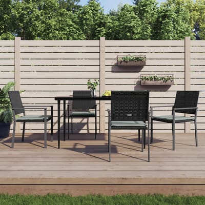 vidaXL - Tuinstoelen - 4 - st - met - kussens - 54x62,5x89 - cm - poly - rattan - zwart