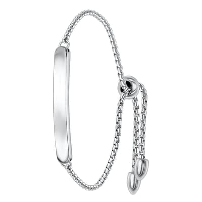 Lucardi Dames Plaatarmband - Staal - Armband met hanger - Cadeau - 26 cm - Zilverkleurig