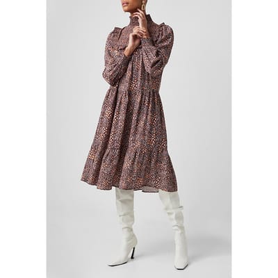 French Connection Pf Faith Fil Coupe Dress Bitter Choc/satsuma Taglia: 10 | Abiti Midi Outlet | Donna