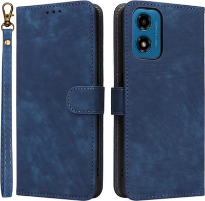 Coverup Hoesje - Geschikt voor Motorola Moto G04(s) / G24 (Power) / E14 Hoesje - Coverup Book Case met Koord - Blauw