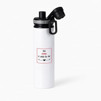 Hacebo® - this father is loved by me waterfles met draaidop grijs - Papa - iemand die houdt van zijn vader - vader cadeautjes - vaderdag - verjaardag - geschenk - kado - water fles - 850ML