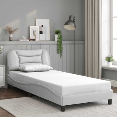 vidaXL - Bedframe - zonder - matras - "Hvar" - kunstleer - wit - 90x190 - cm