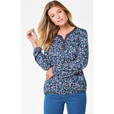Comfortabel shirt met unieke print - blauw / gedess. - Gr. 19 van Goldner Fashion