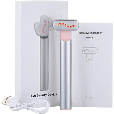 EMS Warme Kompres Oogmassagewand Smart Rood LED Verjonging Ooghuid Verstrakking Anti-Aging Oog Donkere Kringen Verwijdering Schoonheidsmachine zilver