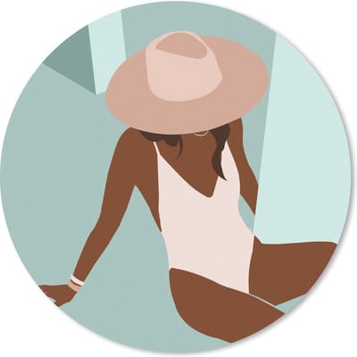Muismat rond 20x20 cm - Mousepad Zomer - Vrouw - Kleding - Ronde muismatten