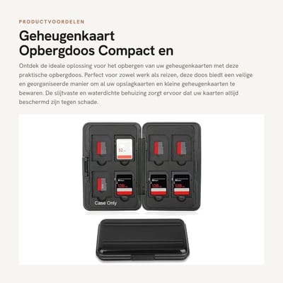 Dailygoods- Geheugenkaart Opbergdoos Slijtvaste Waterdichte Behuizing - Opbergdoos - Draagtas - Compact - Ideaal voor Werk/Reizen - Grote Interne Capaciteit