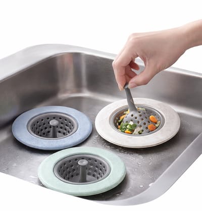 Siliconen Gootsteenzeef Set van 3 – Afvoerzeef Keuken & Badkamer – Afvoerbeschermer – Anti Verstopping – Afvoer Filter – Beige, Blauw & Groen
