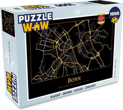 Puzzel Kaart - Bonn - Goud - Zwart - Legpuzzel - Puzzel 1000 stukjes volwassenen