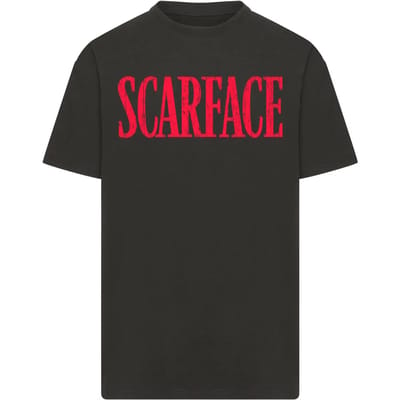 Merchcode Scarface - Distressed Logo Oversize Heren Tshirt - XS - Zwart