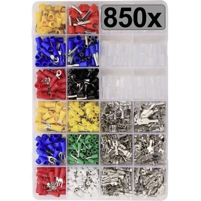 TRU COMPONENTS TC-13377256 Assortiment kabelschoenen 0.5 mm² - 6 mm² Rood, Blauw, Geel, Groen, Wit, Transparant 850 stuk(s)