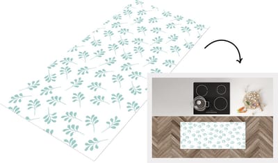 Keukenloper - Loper keuken - Bladeren - Patroon - Blauw - 120x50 cm - Keukenloper vinyl