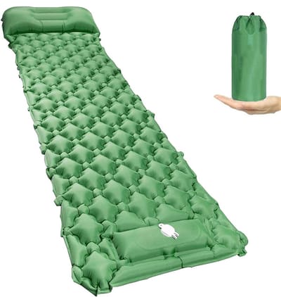 Opblaasbaar Slaapmatras - Kampeer Mat - Buiten Slapen - Ingebouwde Voetpomp - 198x58x6 cm - Marineblauw