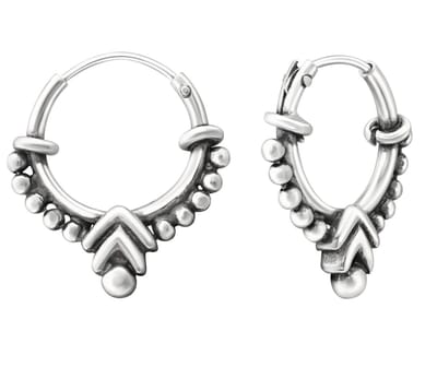 Joy|S - Zilveren Bali oorbellen - 15 mm - oorringen - geoxideerd - t63
