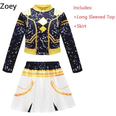 Kinderen Mira Rumi Zoey Podiumoutfits Cosplay Zwart Kostuum Meisjes Uniform Halloweenfeest Rollenspel Bedrukte Fancy Dress Up Pakken 110cm black