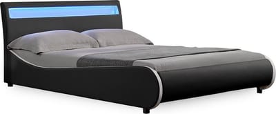 Valencia - LED - Bedframe kunstleer 140x200 cm zwart