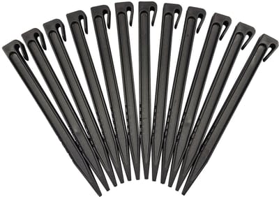 Recy-flex - Grondpennen voor Borderranden - 12 stuks - Kunststof palen voor Border- en Perkafscheiding - 26,5cm x 2,0cm x 1,5cm - Zwart