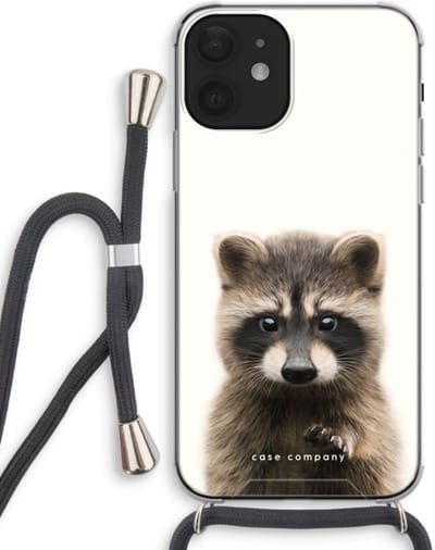 Case Company® - Hoesje met koord geschikt voor iPhone 12 mini hoesje met Koord - Rocco - Telefoonhoesje met Zwart Koord - Bescherming aan alle Kanten en Over de Schermrand