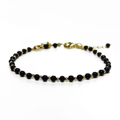Bixorp Gems Onyx ketting met Goudkleurige & Edelsteen kralen - Edelstenen Dames Ketting