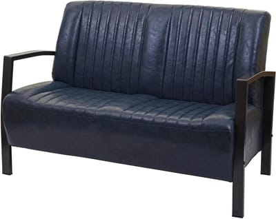 2-zitsbank MCW-H10, tweezitsbank, metalen kunstleder industrieel ontwerp ~ vintage grijs