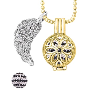 Quiges Engelenroeper Bolhouder met Ketting 70cm en Bolletje - Dames - Goudkleurig Bloem - 12mmØ