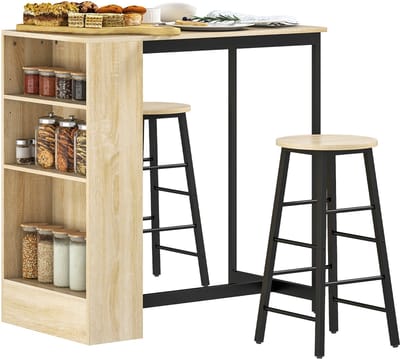 HOMCOM barset - spaanplaat - staal - 91L x 49B x 91H cm - eiken/zwart