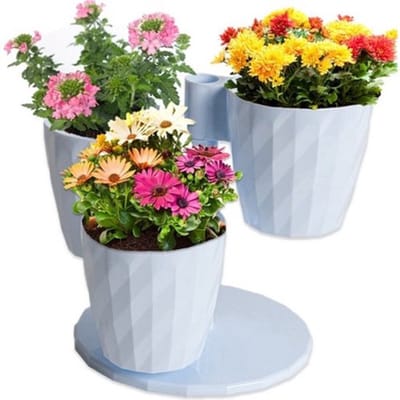 3in1 bloempotten en kruidenpotten wit draaibaar cactuspotten met drainage