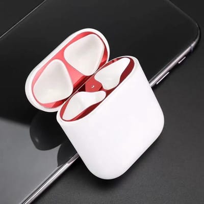 KELERINO. Metalen stofbeschermers geschikt voor Airpods 1 - Hou je Airpods schoon - 2 stuks - Rood