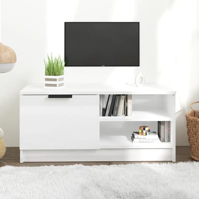 vidaXL - Tv-meubel - 80x35x36,5 - cm - bewerkt - hout - hoogglans - wit
