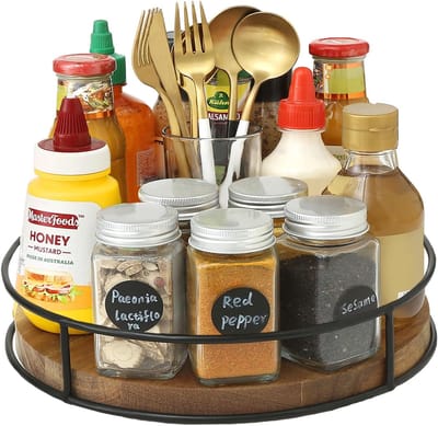 Famanu - Houten draaiplateau 23 cm keuken kast kruidenhouder