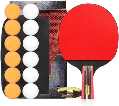 Tafeltennisbatje - Pingpongracket - Sportief Spel - Vijflaagse Bodemplaat - Enkele Stok - Rood Zwart