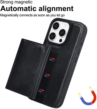 TUNIQ telefoonhoesje voor Apple iPhone 16 Pro - Afneembare pasjeshouder - Zwart