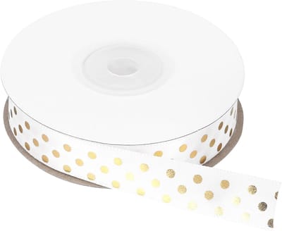 Ripslint met stippen, 12,7 cm, wit met gouden stippen, gestippeld, voor decoratie, knutselen, cadeau, bruiloft, DIY, handgemaakt