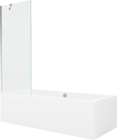 Mexen Cube rechthoekig bad 170 x 80 met ombouw en 1-deurs scherm 70 , transparant, chroom - 550517080X9507000001