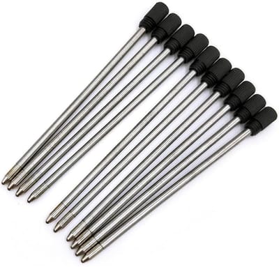 Dailygoods- Balpenvullingen 10 Stuks - 7 cm - Zwarte/Blauwe Inkt - Compatibel met Gewone Balpen - Metalen Vullingen - Hoogwaardige Kwaliteit - Penvullingen
