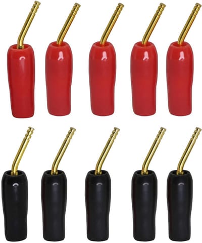 Luidspreker Kabel Connectoren - Audio Adapters - Eenvoudige Installatie - Vergulde Contacten - 10 Stuks - Zwart Rood