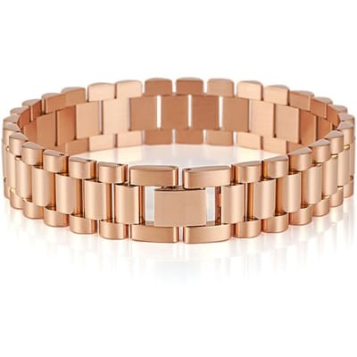 15 mm Breed 8 /8 .86 Inch Lang Horlogeketting Polsband Heren Armband Voor Mannen Zwart Goudkleurig Roestvrij Staal Jongens Sieraden Groothandel 45cm beige
