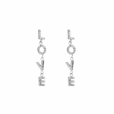 Bijoutheek Oorknoppen Love Witte Stenen Zilver