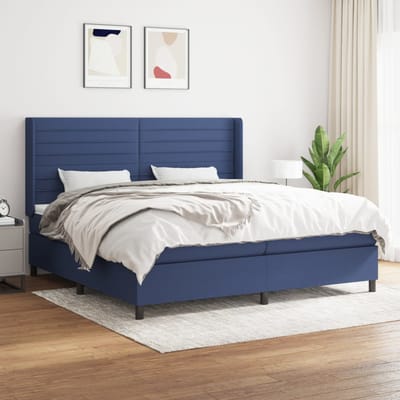 vidaXL - Boxspring - met - matras - stof - blauw - 200x200 - cm